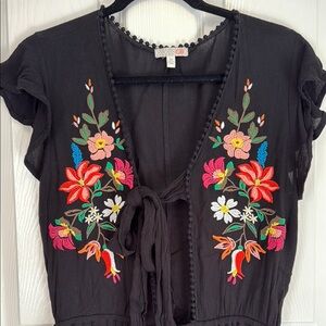 Embroidered Black Floral jumper